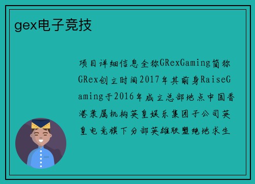 gex电子竞技